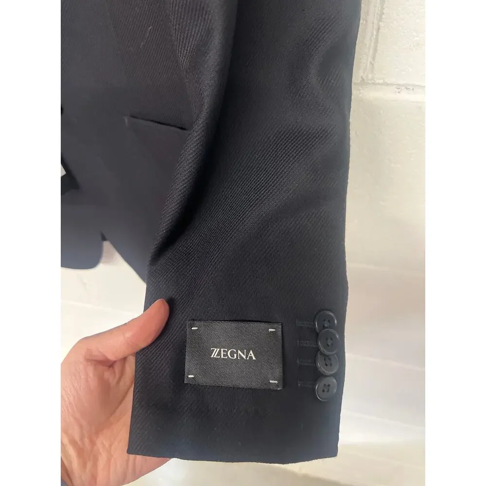 New nwt Zegna sz us 42 eu 52 black tech merino wash & go suit jacket sport coat